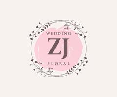 zj initialen brief bruiloft monogram logos sjabloon, hand- getrokken modern minimalistisch en bloemen Sjablonen voor uitnodiging kaarten, opslaan de datum, elegant identiteit. vector