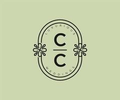 cc initialen brief bruiloft monogram logos sjabloon, hand- getrokken modern minimalistisch en bloemen Sjablonen voor uitnodiging kaarten, opslaan de datum, elegant identiteit. vector