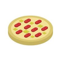 isometrische pizza op witte achtergrond vector