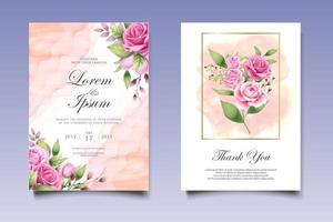 hand tekenen bloemen bruiloft uitnodigingskaart vector