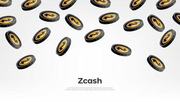 zcash munt vallend van de lucht. zec cryptogeld concept banier achtergrond. vector