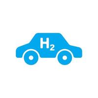 waterstof auto icoon. blauw silhouet van de auto met h2 brieven. gas- brandstof auto. vector