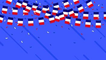 Frankrijk viering vlaggedoek vlaggen met confetti en linten Aan blauw achtergrond. vector illustratie.