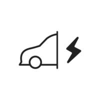 elektrisch voertuig auto met donder symbool icoon. ev auto eco vriendelijk voertuig icoon. vector