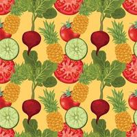 hand- trek groente naadloos kunst patroon ontwerp vector
