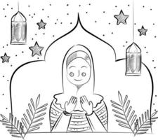 Ramadan sjabloon Dames bidden vector