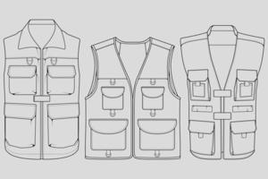 set borst vest zak overzicht tekening vector, borst vest zak in een schets stijl, trainers sjabloon overzicht, vectorillustratie. vector