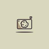 camera logo sjabloon met koekjes. vector illustratie