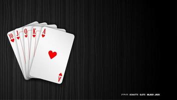 Koninklijk Rechtdoor doorspoelen spelen kaarten poker Aan een donker achtergrond vector