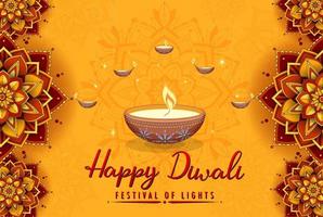 gelukkige diwali festival van lichten poster vector