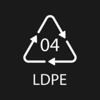 ldpe 04 recyclingcode symbool. plastic recycling vector lage dichtheid polyethyleen teken.