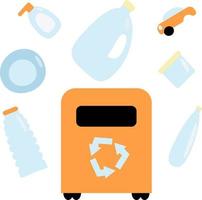 recycling van verschillend materialen en sorteren plastic verspilling vector