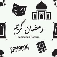 zwart en wit Ramadan willekeurig stijl patroon naadloos vector