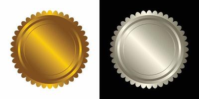 reeks vector ronde gouden en zilver insigne geïsoleerd, zegel postzegel goud luxe elegant banier icoon, vector illustratie certificaat zilver folie zegel of medaille geïsoleerd.