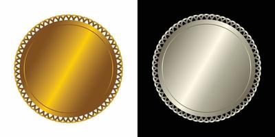reeks vector ronde gouden en zilver insigne geïsoleerd, zegel postzegel goud luxe elegant banier icoon, vector illustratie certificaat zilver folie zegel of medaille geïsoleerd.