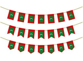 Maldiven vlag Aan de touwen Aan wit achtergrond. reeks van patriottisch vlaggedoek vlaggen. vlaggedoek decoratie van Maldiven vlag vector