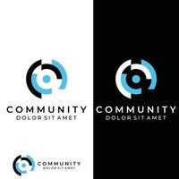 community-logo , community-netwerk en people check.logos voor teams of groepen , kleuterscholen en bedrijven. met het bewerken van vectorillustraties. vector