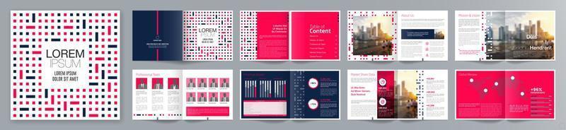 zakelijke presentatiegids brochure sjabloon, jaarverslag, 16 pagina's minimalistische platte geometrische zakelijke brochure ontwerpsjabloon, vierkant formaat. vector
