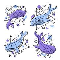 walvis minimalistische tatoeëren vector