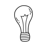 hand- getrokken tekening licht lamp icoon. vector schetsen illustratie van zwart schets idee symbool voor afdrukken, kleur bladzijde, kinderen ontwerp, logo.