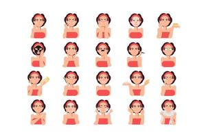 Dames gezicht huidsverzorging behandeling karakter reeks vector illustratie vlak stijl