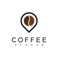 koffie centrum logo ontwerp sjabloon met wijnoogst concept stijl. gebruik makend van GPS wijzer en koffie Boon icoon voor koffie winkel en cafe bedrijf vector