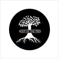 logo type boom en wortels cirkel zwart en wit vector