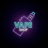 vape shop neon teken vector