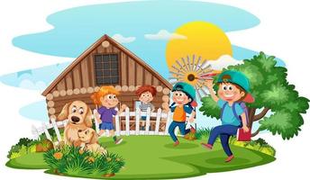 boerderij tafereel met kinderen tekenfilm karakter vector