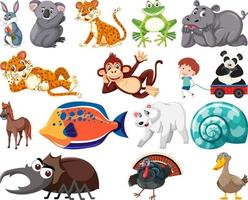 set van verschillende dieren cartoon vector