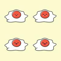 vector illustratie van schattig gebakken ei emoji