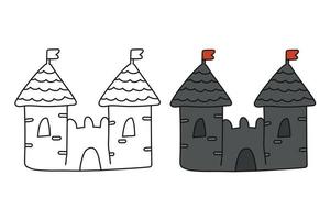 schattig tekenfilm middeleeuws kasteel kleur boek voor kinderen. vector