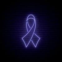 paars lint neon teken. violet bewustzijn lint symbool van wereld epilepsie dag. vector