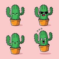 vector illustratie van schattig cactus fabriek emoji