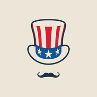 oom Sam's symbool. hoed met snor. concept van Amerikaanse vrijheid en vrijheid. vector