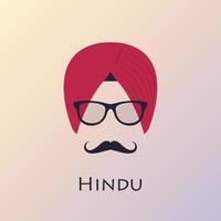 Indiase man hoofd pictogram. Indiase cultuur. vector