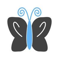 vlinder ii glyph blauw en zwart icoon vector
