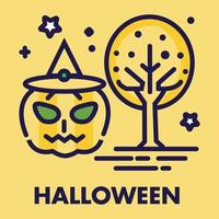 schattig halloween concepten. vector illustratie. pompoen en schedel nacht feest. truc of traktatie.