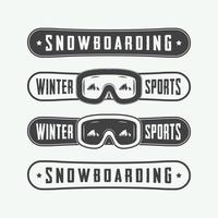 wijnoogst snowboarden logo's, insignes, emblemen en ontwerp elementen. vector illustratie