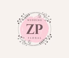 zp initialen brief bruiloft monogram logos sjabloon, hand- getrokken modern minimalistisch en bloemen Sjablonen voor uitnodiging kaarten, opslaan de datum, elegant identiteit. vector