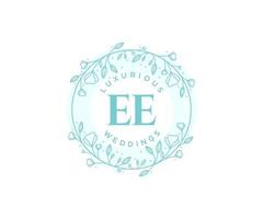 ee initialen brief bruiloft monogram logos sjabloon, hand- getrokken modern minimalistisch en bloemen Sjablonen voor uitnodiging kaarten, opslaan de datum, elegant identiteit. vector