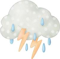 schattig kinderen illustratie met wolk met bliksem. hand- getrokken waterverf illustratie vector