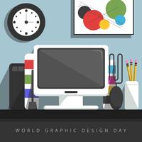 Flat Graphic Designer Desktop vector