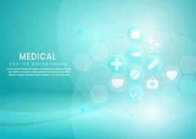 abstracte blauwe zeshoek patroon achtergrond. medisch en wetenschappelijk concept en gezondheidszorgpictogrampatroon. vector