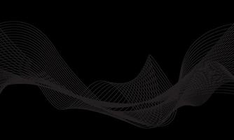 abstracte grijze lijngolfkromme op zwarte van de ontwerp moderne technologie vectorillustratie als achtergrond. vector