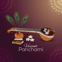 creatieve illustratie van godin saraswati happy vasant panchami vector