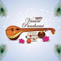 vasant panchami met saraswati veena en boeken vector