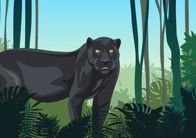 zwarte panter in de jungle vector