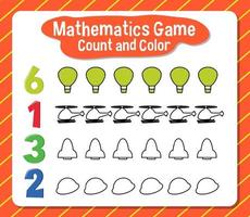 wiskunde spel tellen en kleuren werkblad voor student vector