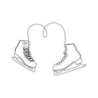 paar- van figuur ijs skates in een lijn tekening stijl. winter accessoires voor het schaatsen en sport. hand- getrokken vector illustratie.